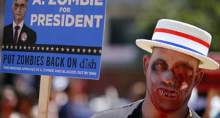 Фотогалерея: Зомби идет в президенты. Рекламная акция американской телекомпании