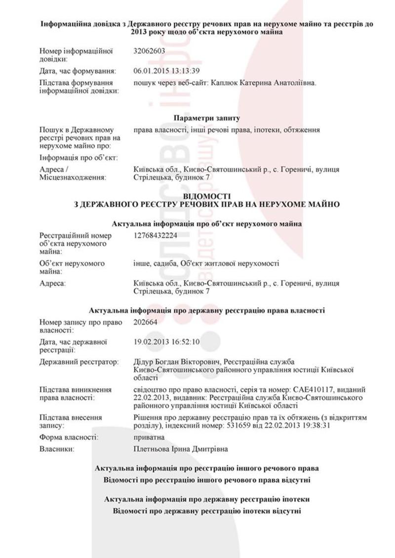 Захарченко и Пшонка переоформили свои дома, чтобы избежать ареста / facebook.com/kapliuk