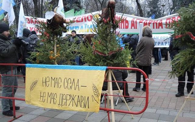Аграрии принесли коровьи головы под Раду